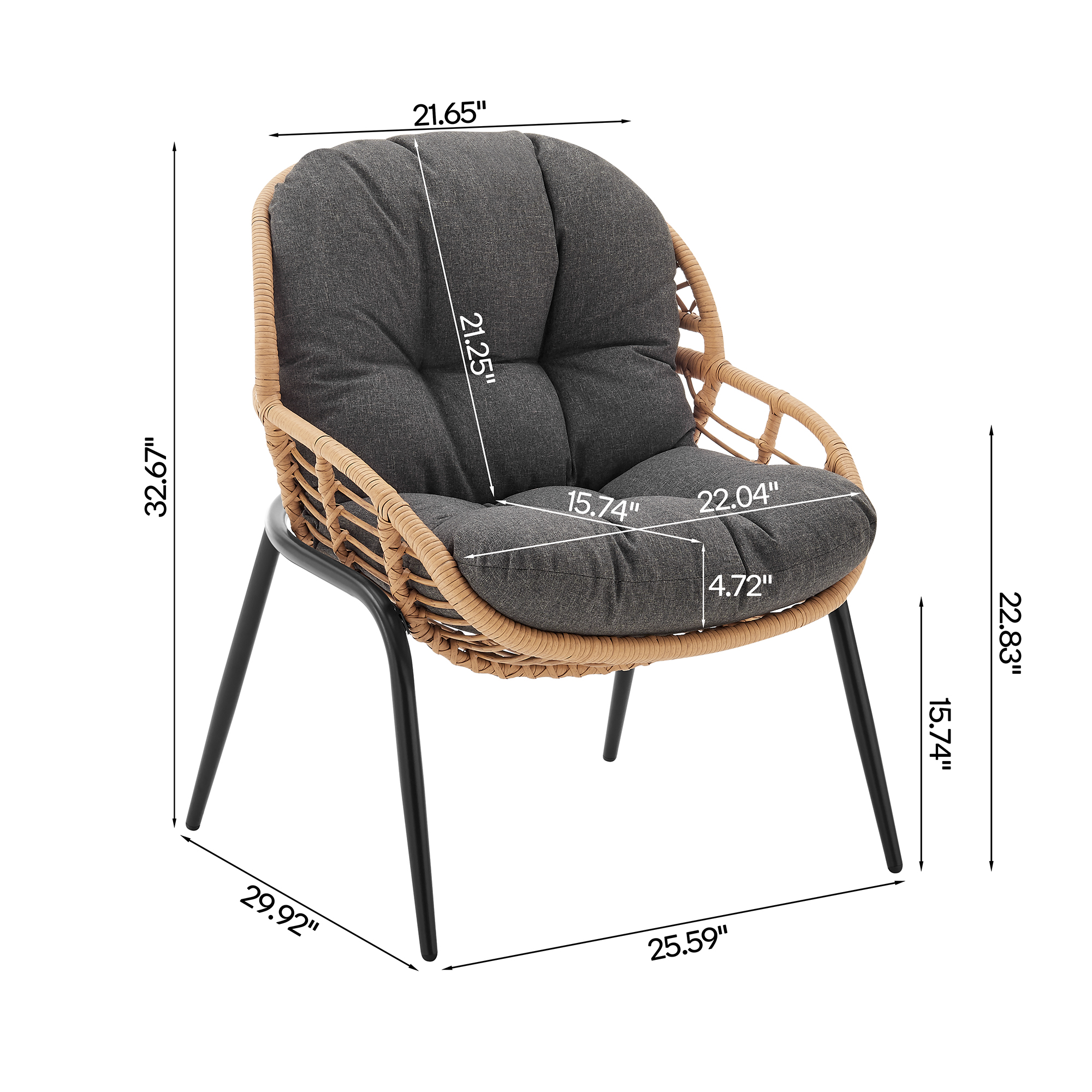 Pine 4-Piece Patio Conversation Set