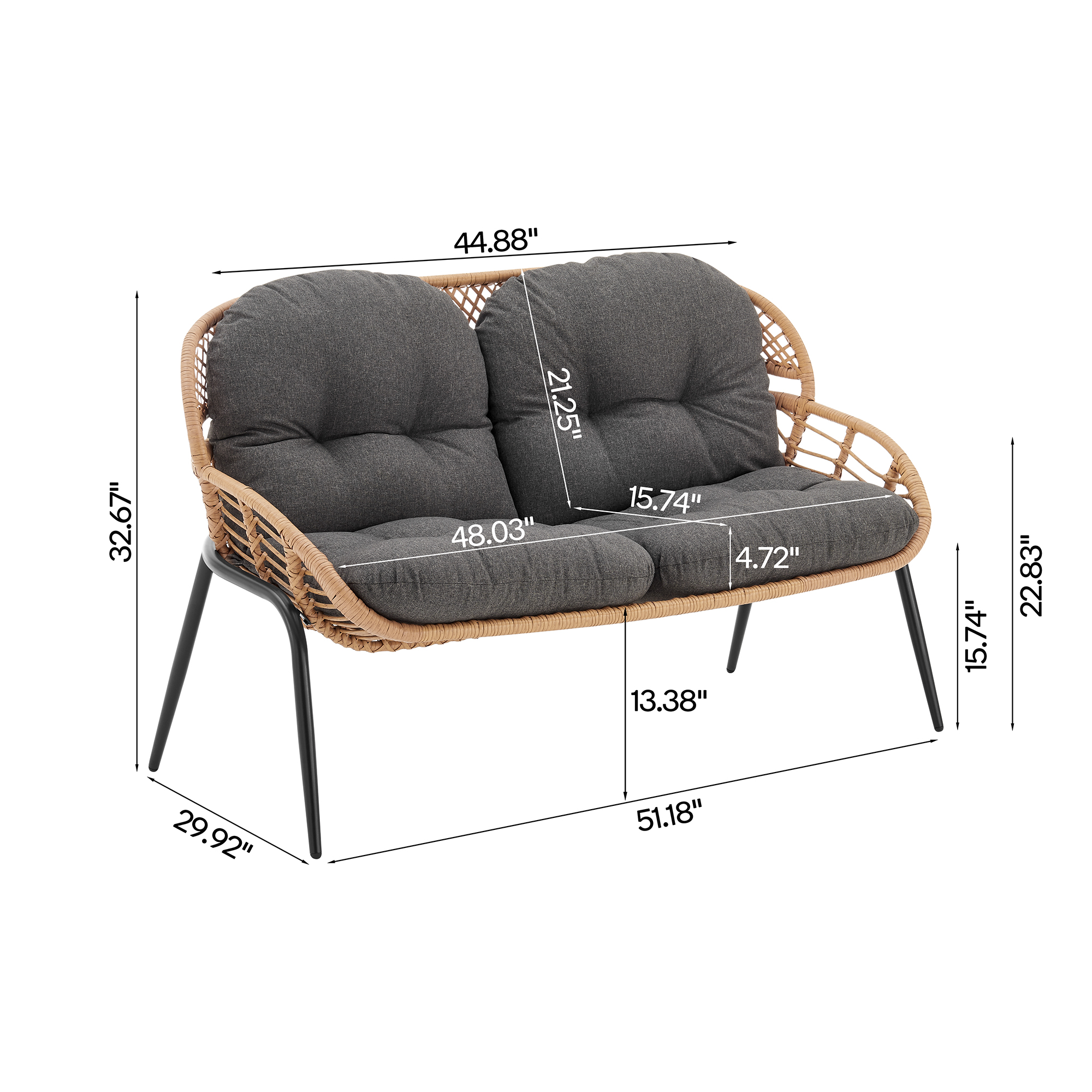 Pine 4-Piece Patio Conversation Set