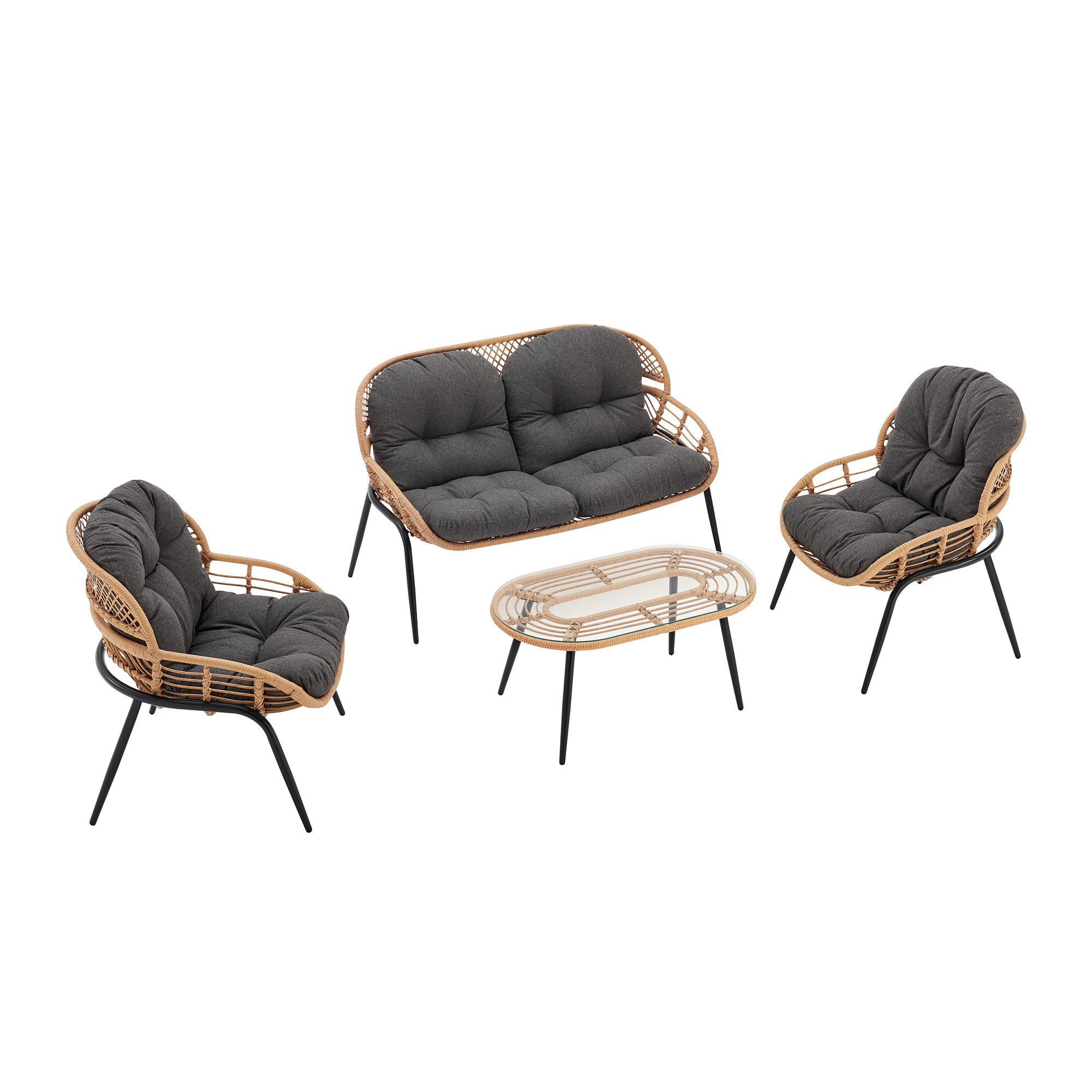 Pine 4-Piece Patio Conversation Set