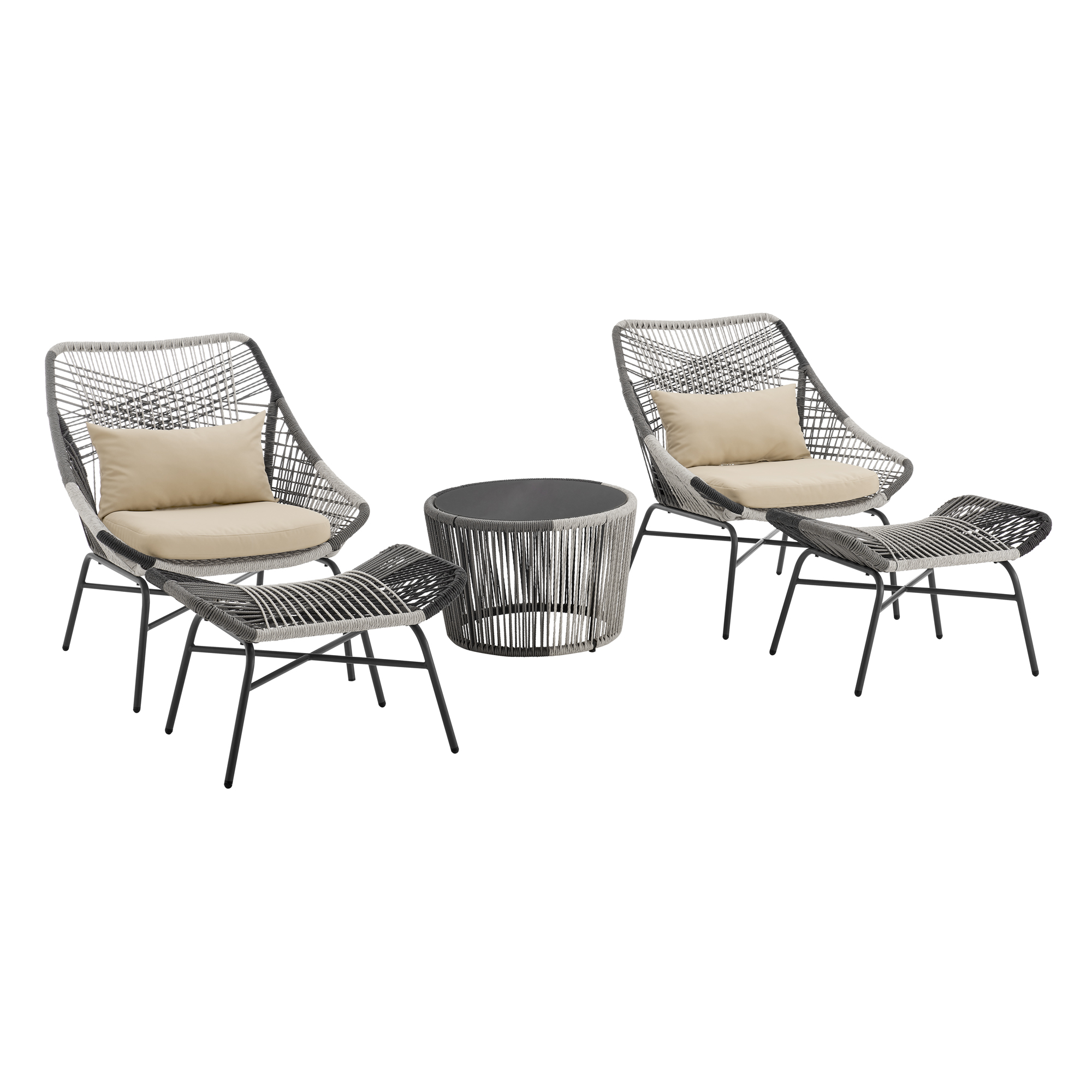 Ashland 3-Piece Patio Conversation Set w/Foot Ottomans