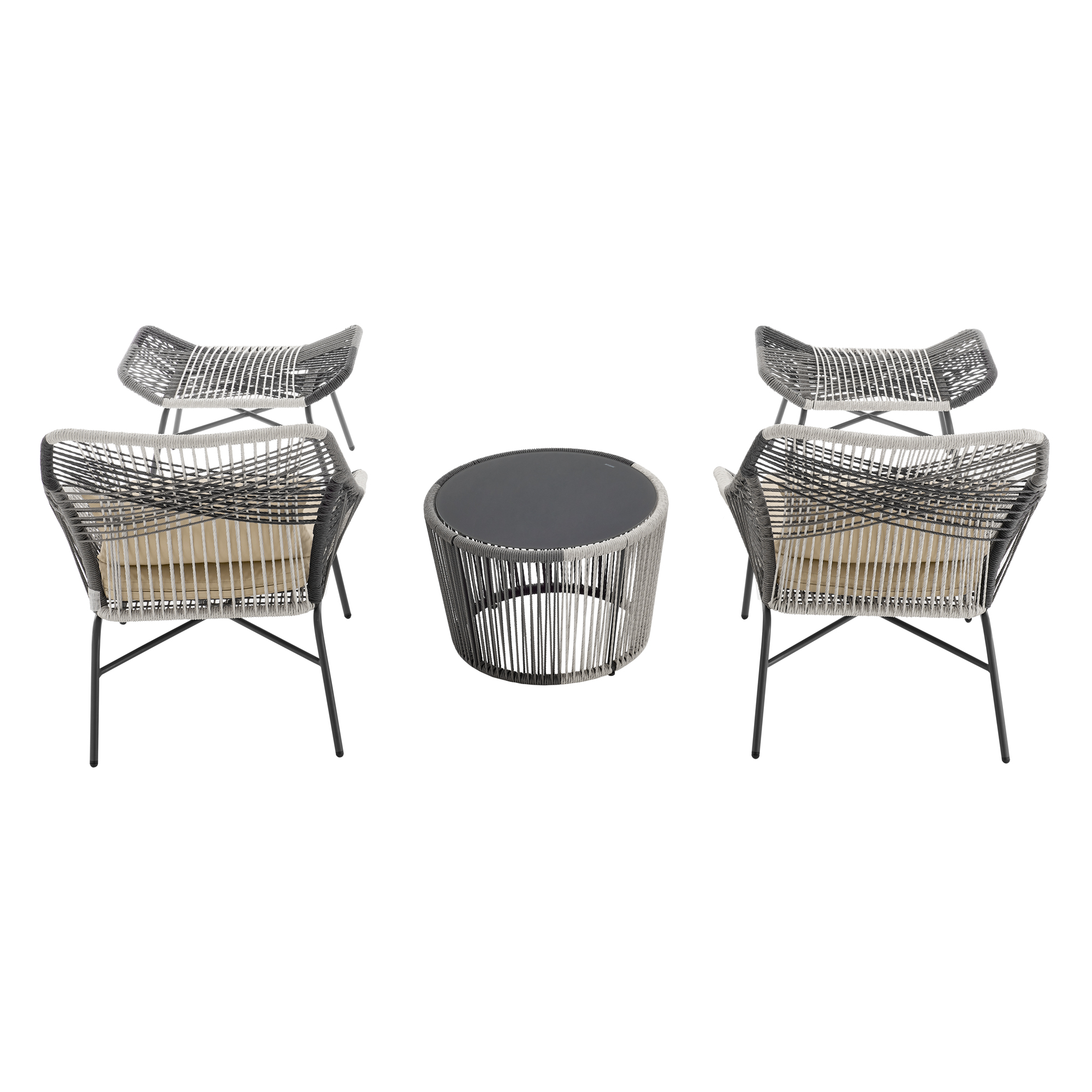 Ashland 3-Piece Patio Conversation Set w/Foot Ottomans