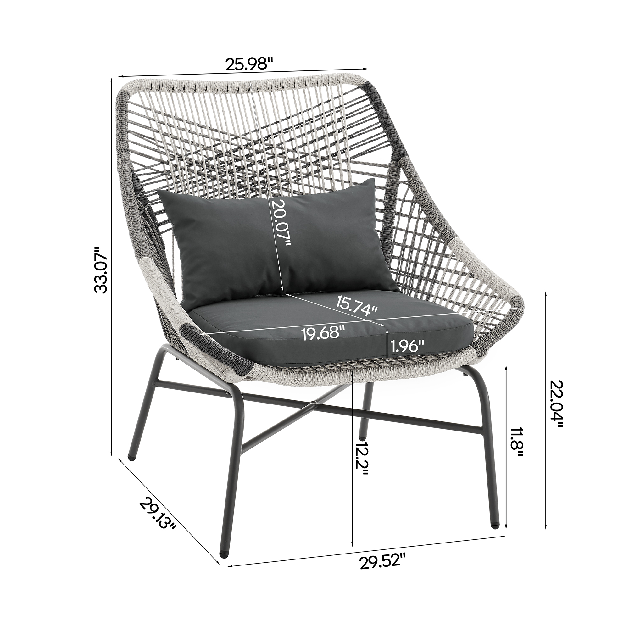 Ashland 3-Piece Patio Conversation Set w/Foot Ottomans