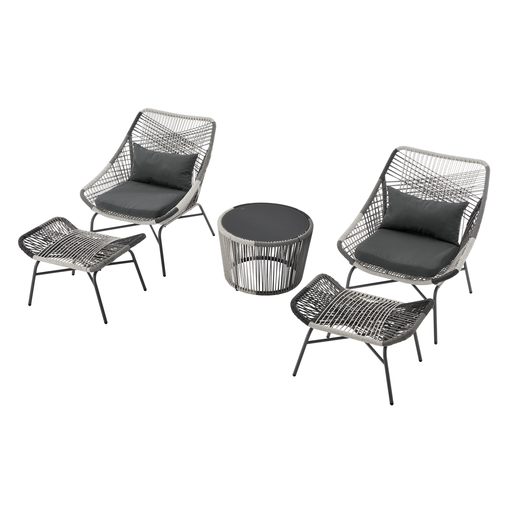 Ashland 3-Piece Patio Conversation Set w/Foot Ottomans
