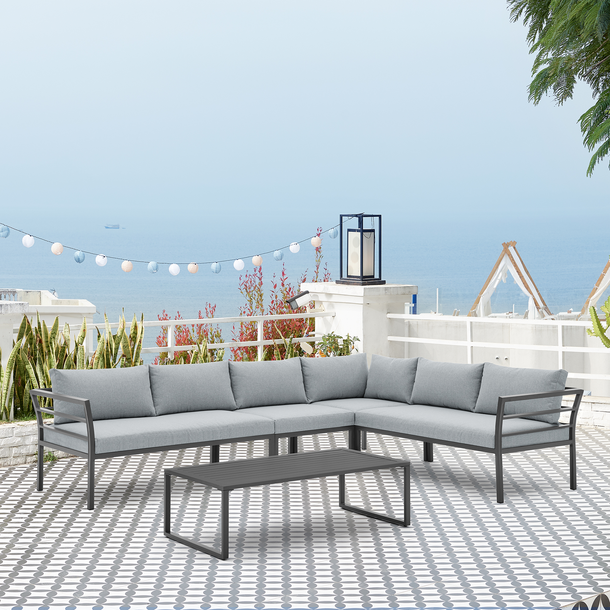 Sunnyside Corner Patio Conversation Set w/Table