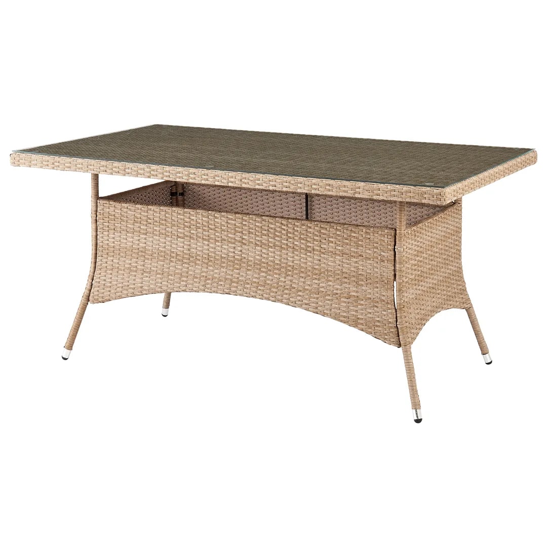 Genoa 7-Piece Steel Rectangle Glass Top Outdoor Dining Table w/6 Armchairs