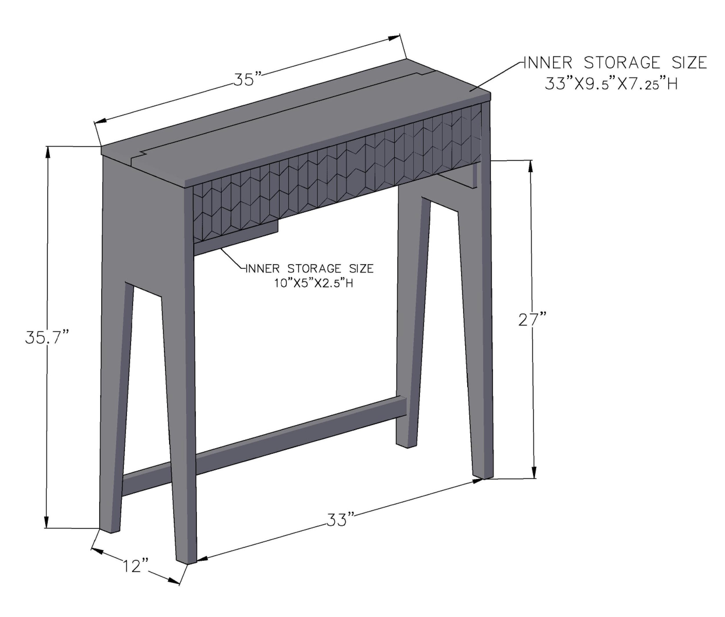 Origami Hardwood Secretary Desk