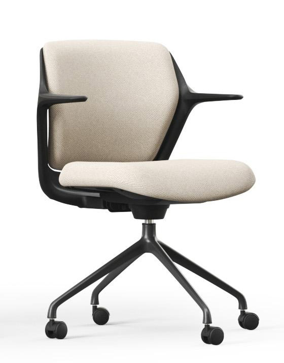 Ofy Office Visitor Swivel Chair w/Non-Adjustable Armrests, Black Frame, Castors