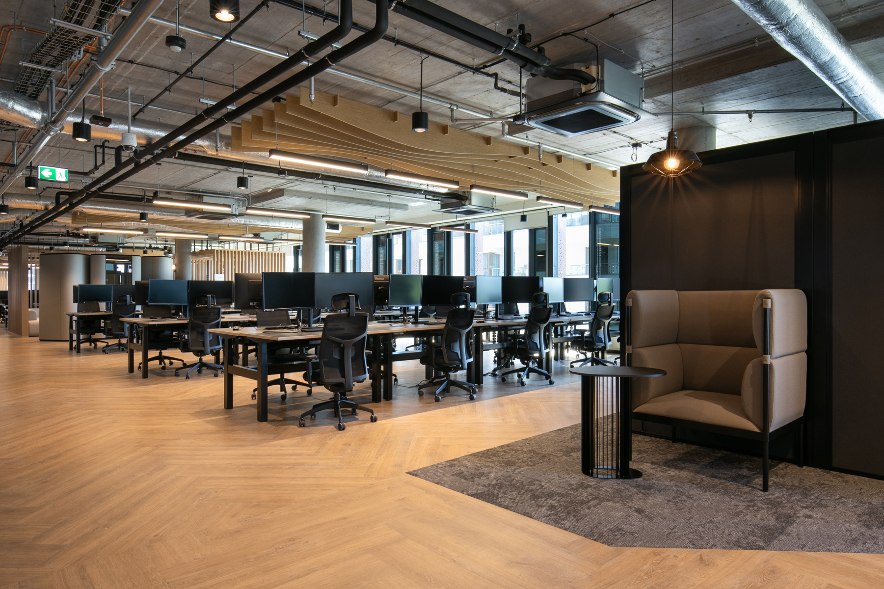 Ogi Desk Bench with shared cable tray