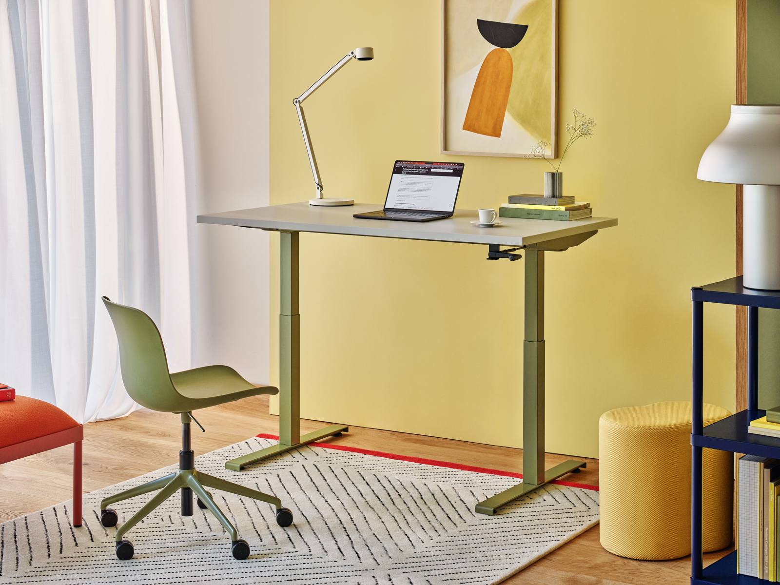 Ogi Drive Manual Height Adjustment Office Single Desk, W78.7" x D31.4"