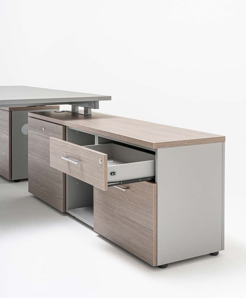 Ogi Q 70" Office Straight 2-Desk Bench w/Managerial Storage