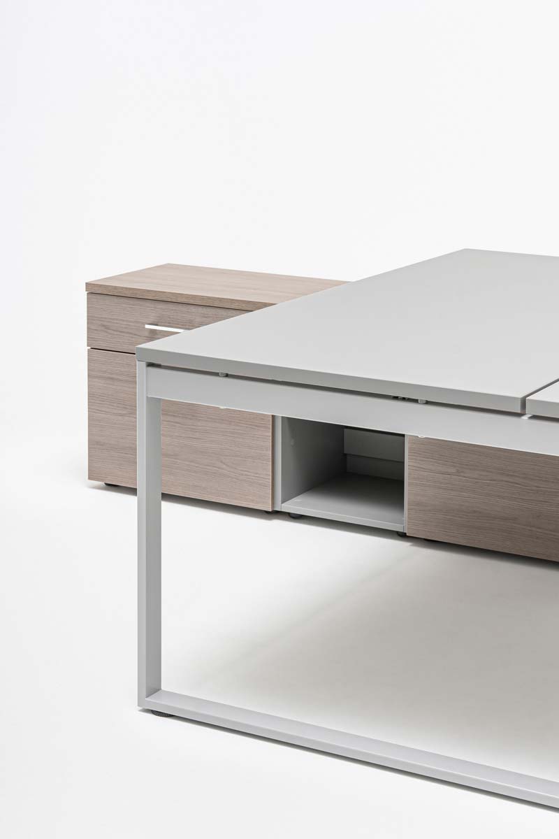 Ogi Q 70" Office Straight 2-Desk Bench w/Managerial Storage