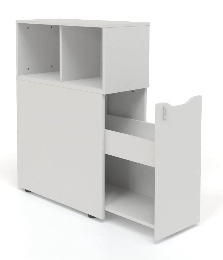 Boxi Office Lockable Storage Tower w/2 Shelves & Top Bookcase, Right Hand