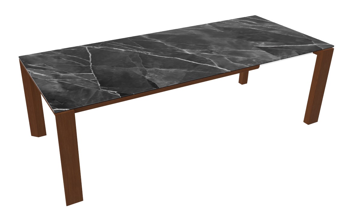 Omnia W70.9"-94.5" Rectangular Ceramic/Wood Veneer Extendable Dining Table
