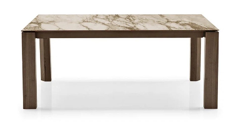 Omnia W70.9"-94.5" Rectangular Ceramic/Wood Veneer Extendable Dining Table