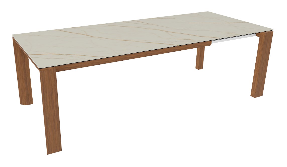 Omnia W70.9"-94.5" Rectangular Ceramic/Wood Veneer Extendable Dining Table