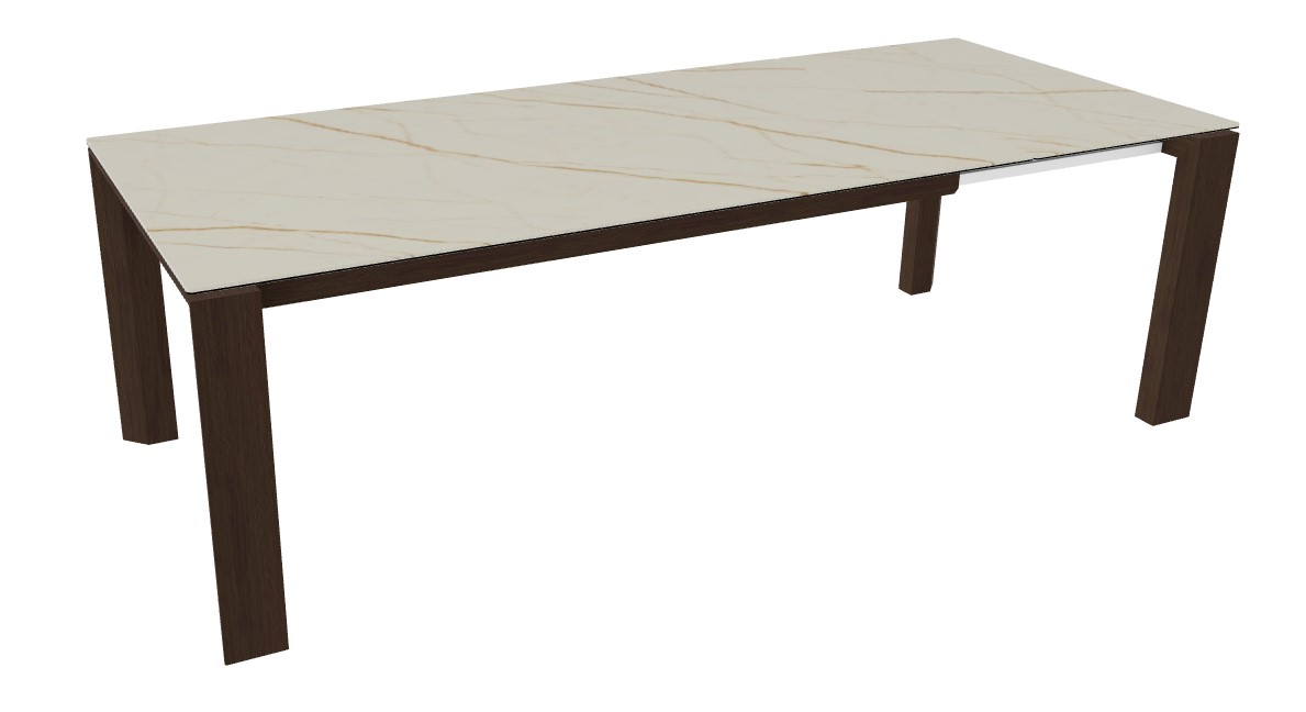 Omnia W70.9"-94.5" Rectangular Ceramic/Wood Veneer Extendable Dining Table