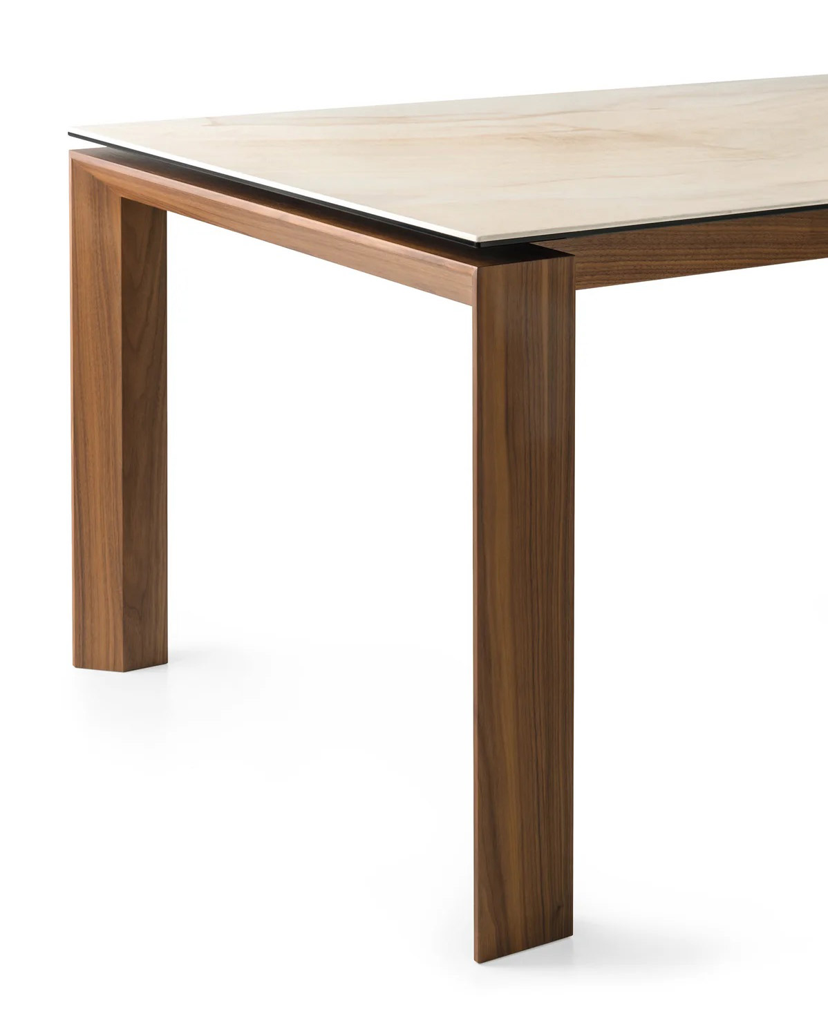 Omnia W70.9"-94.5" Rectangular Ceramic/Wood Veneer Extendable Dining Table