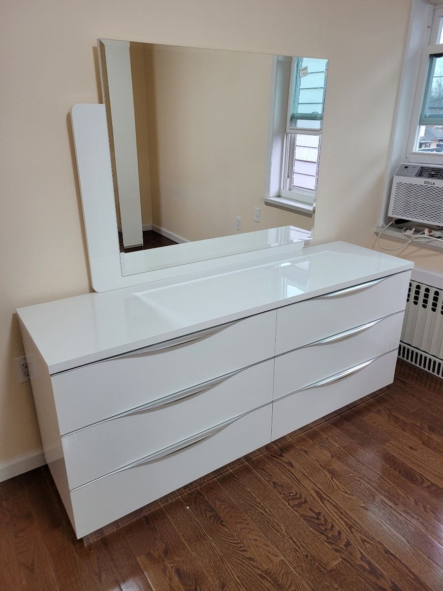 Camelgroup Onda Legno Wood White Dresser And Mirror