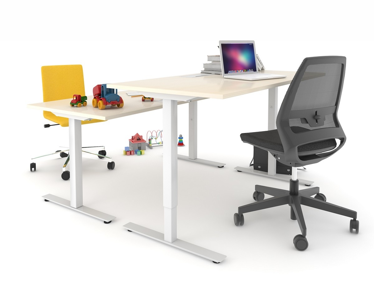 One H 63" Manual Height Adjustable Office Desk w/Cut-Out for Wire Management (scallop)