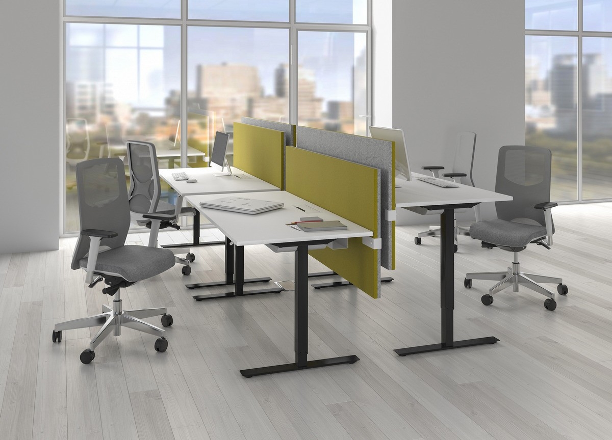 One 55.1" Electric Height Adjustable Office Desk w/Grommet