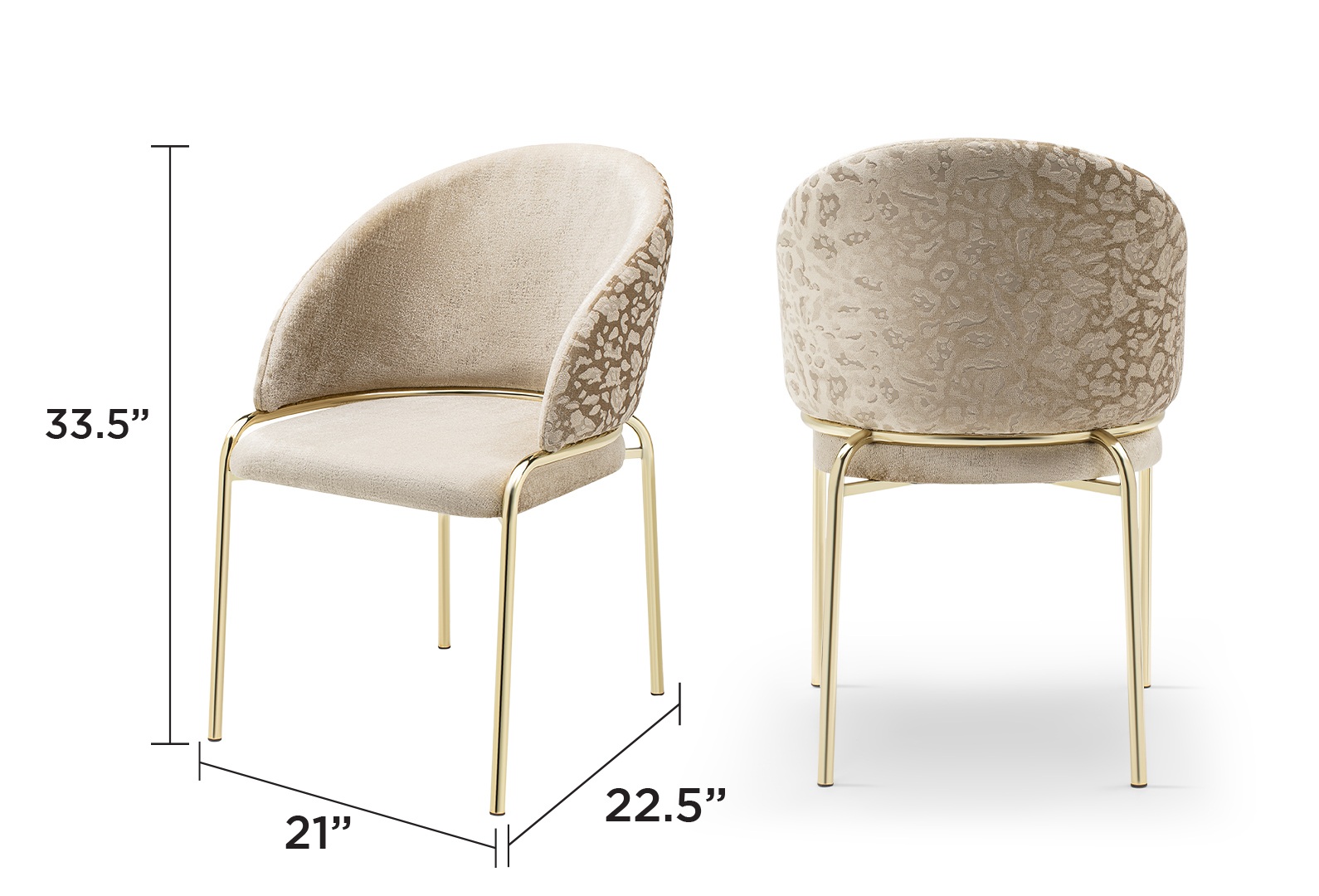Onyx Velvet Dining Chair w/Gold Legs