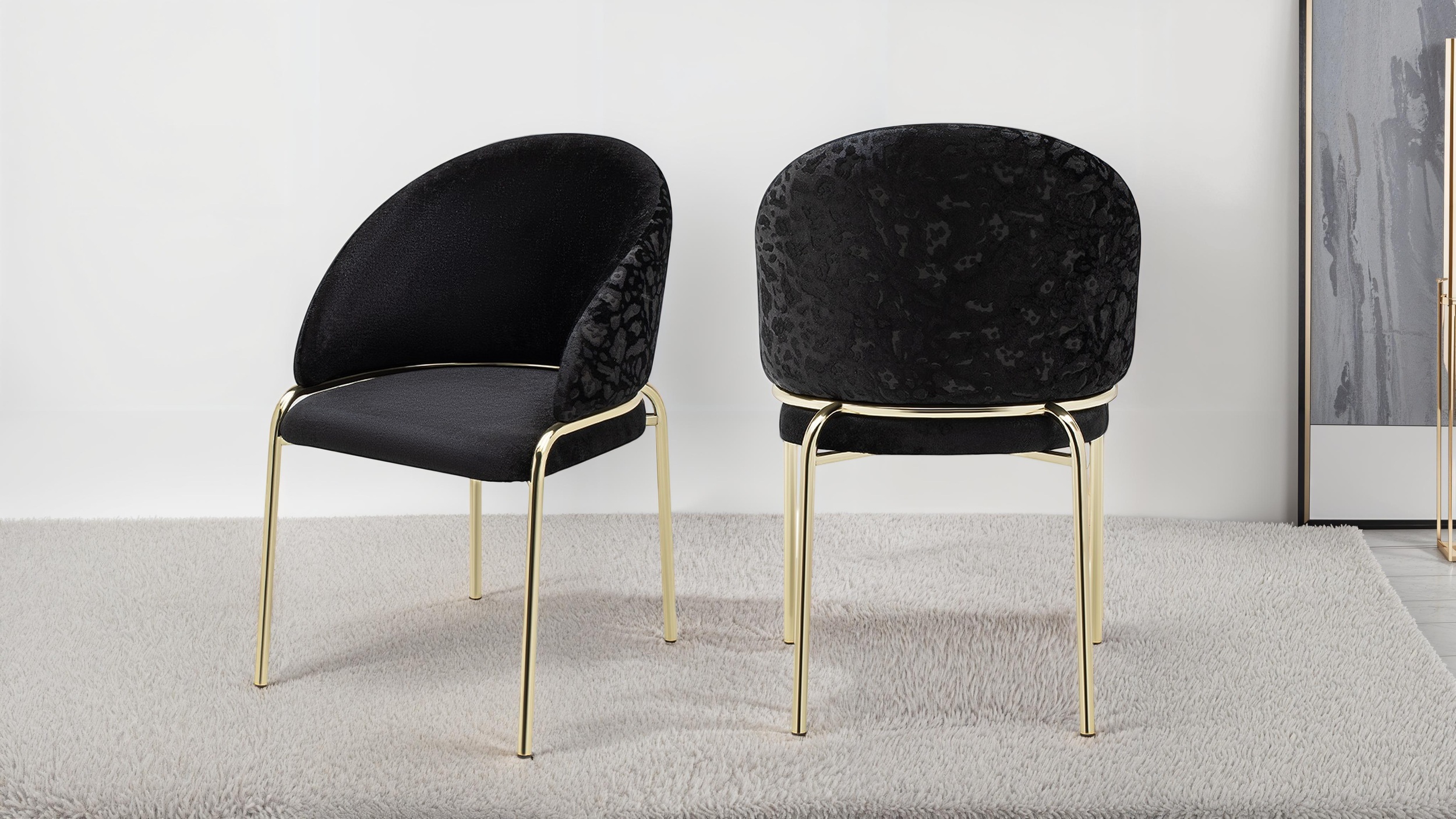 Onyx Velvet Dining Chair w/Gold Legs