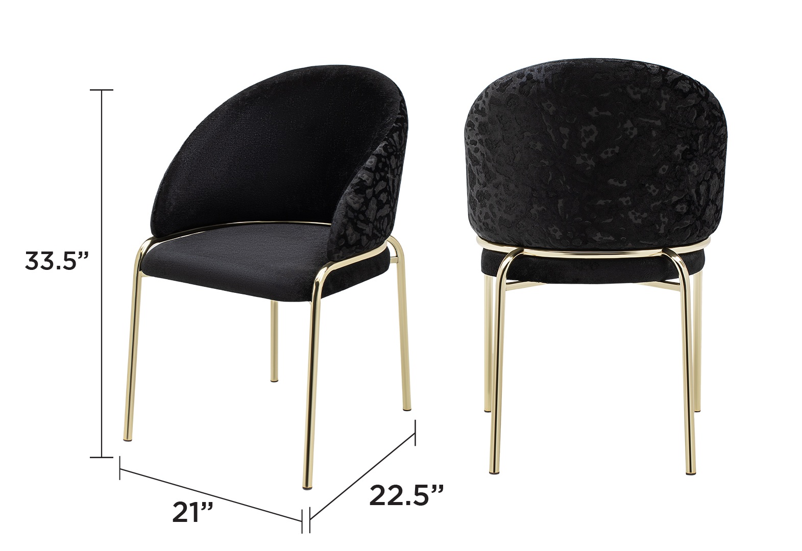 Onyx Velvet Dining Chair w/Gold Legs