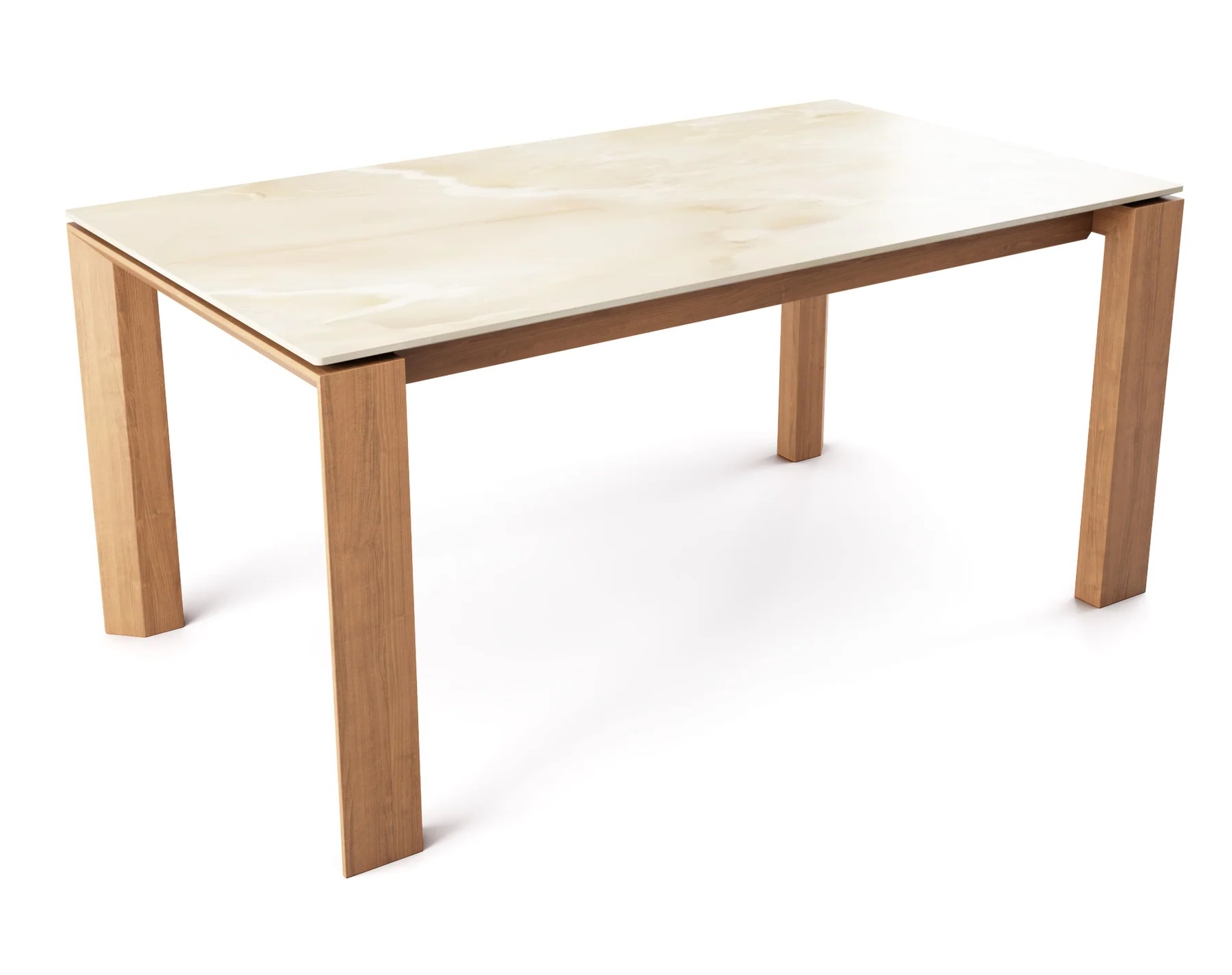 Omnia W70.9"-94.5" Rectangular Ceramic/Wood Veneer Extendable Dining Table