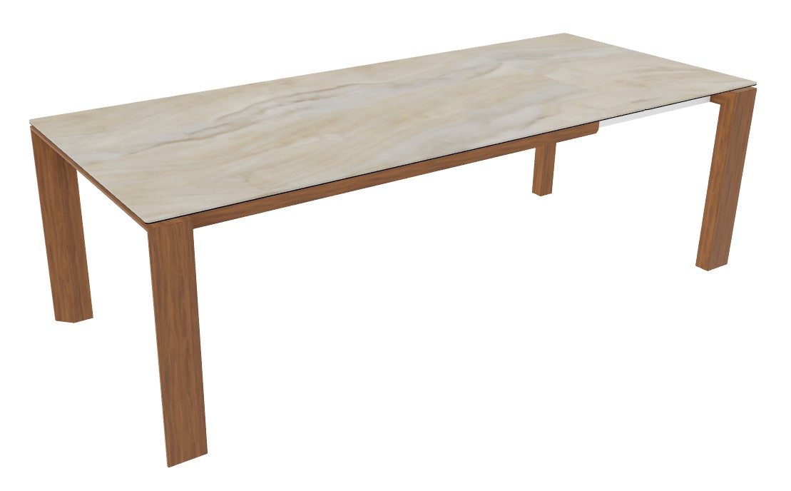 Omnia W70.9"-94.5" Rectangular Ceramic/Wood Veneer Extendable Dining Table