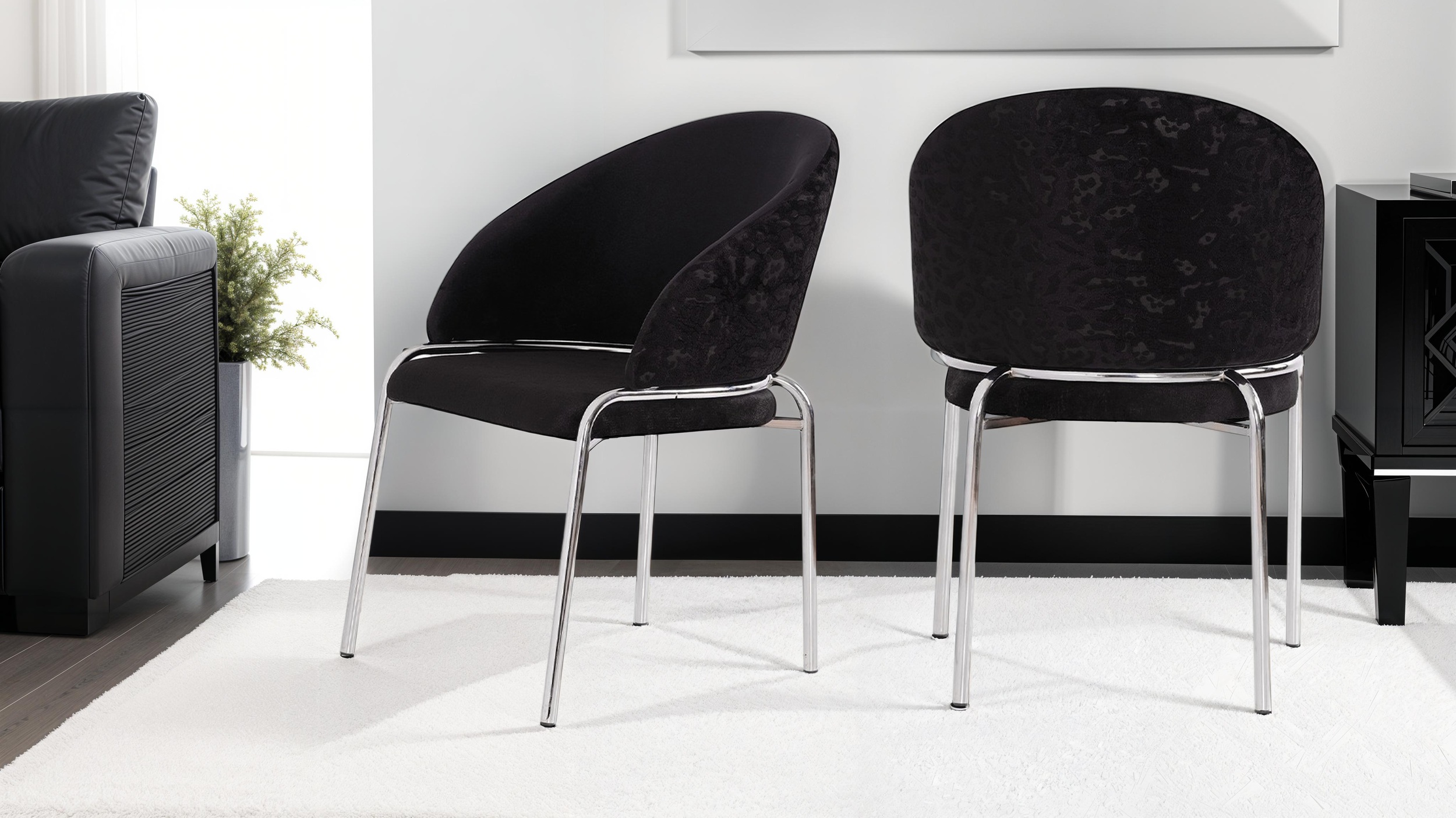 Onyx Velvet Dining Chair w/Stainless Steel Legs