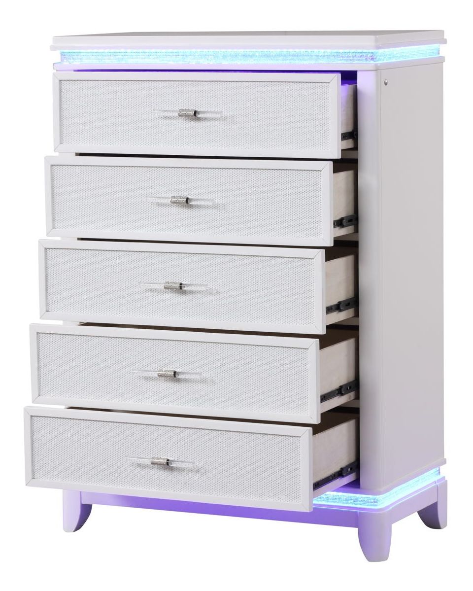 Opium 5-Drawer Wood Veneer Chest with LED Lighting