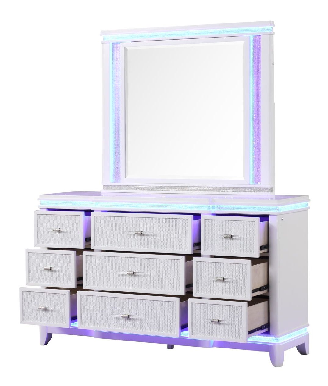 Galaxy Home Opium 9-Drawer Veneer Milky White Dresser