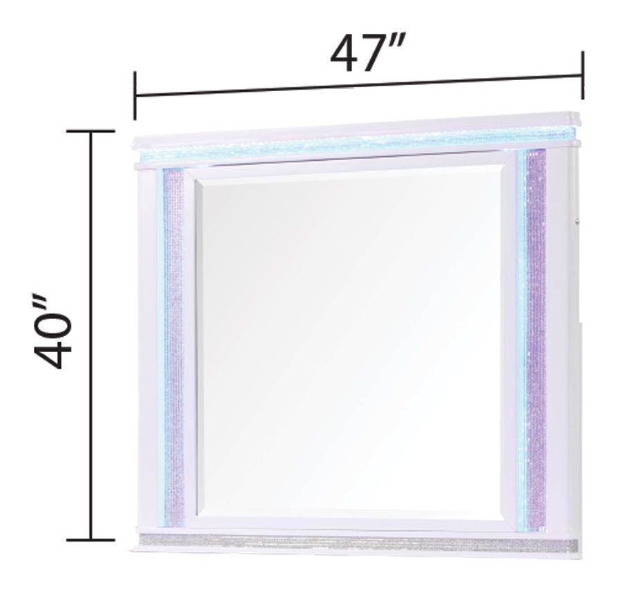Opium Rectangular Wood Veneer Mirror with LED Lighting