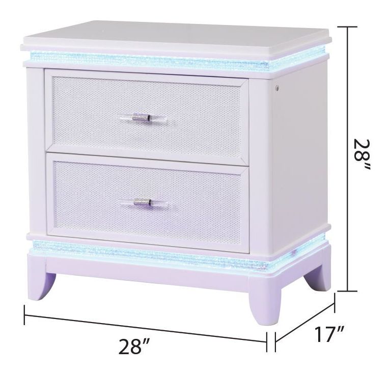 Opium 2-Drawer Wood Veneer Nightstand with LED Lighting