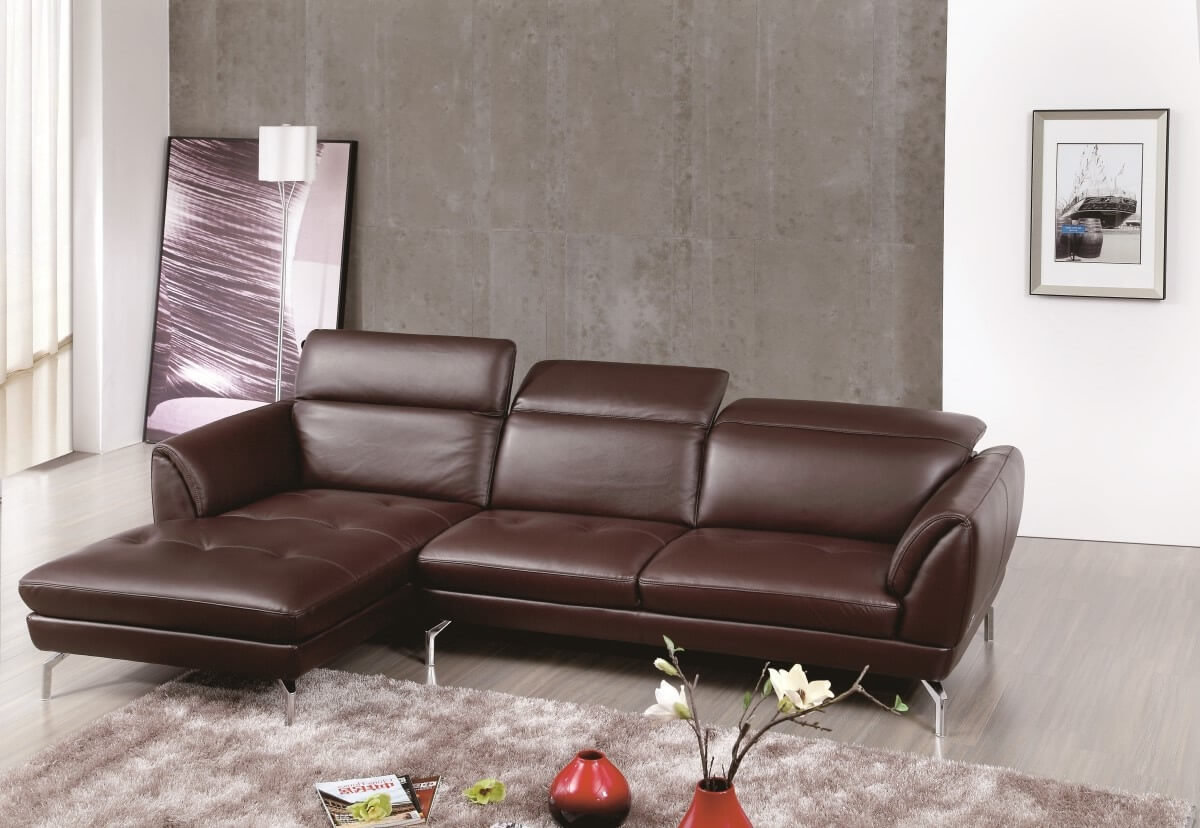 Orchard Thick Top Grain Leather/Metal Match Sectional Sofa