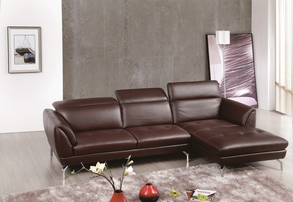 Orchard Thick Top Grain Leather/Metal Match Sectional Sofa