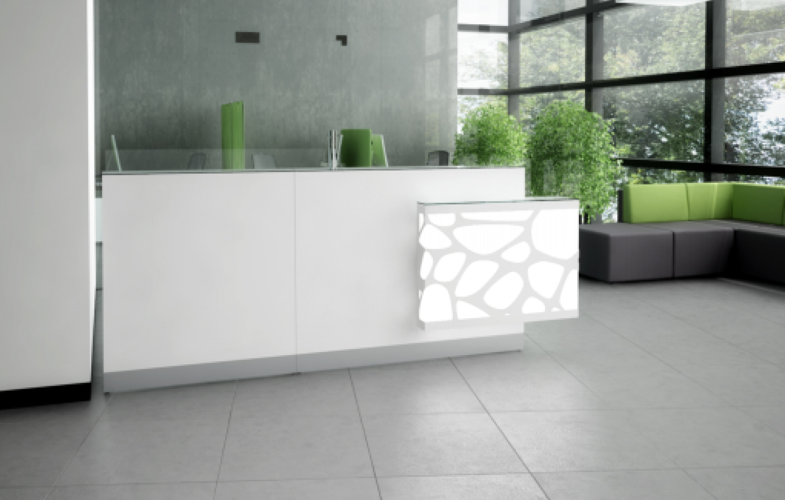 ORGANIC 1-Person Straight Reception Desk w/Left Side RGB Light Panel
