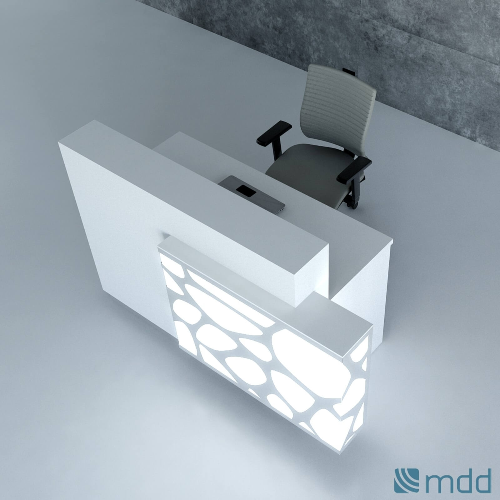 ORGANIC 2-Person Straight Reception Desk w/Left Side RGB Light Panel