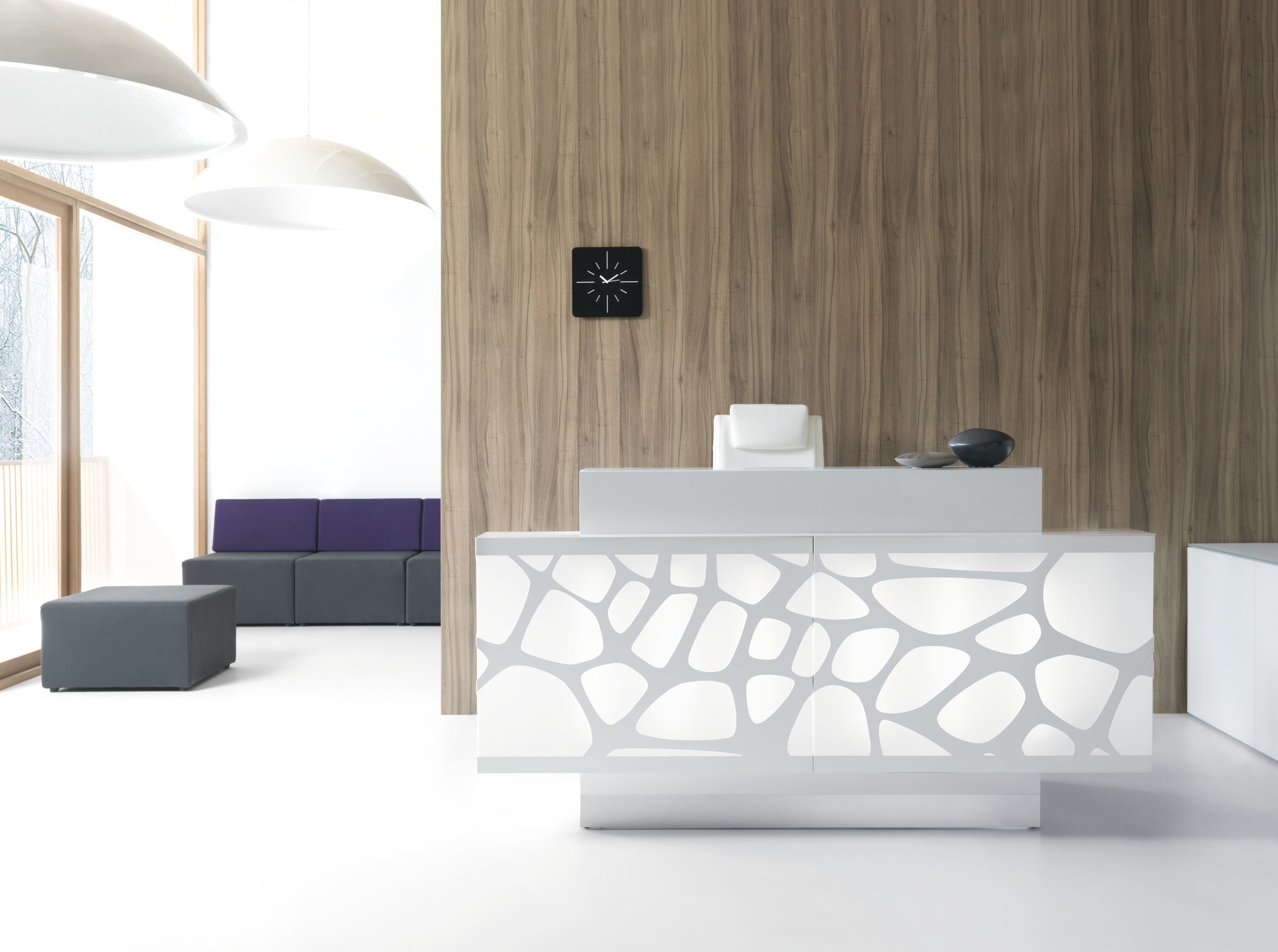 ORGANIC 1-Person Straight Reception Desk w/RGB Light