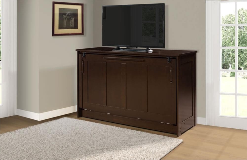 Orion Wood Murphy Cabinet Bed w/Mattress