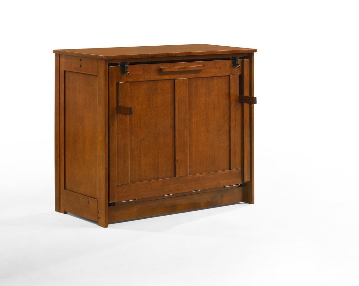 Orion Wood Murphy Cabinet Bed w/Mattress