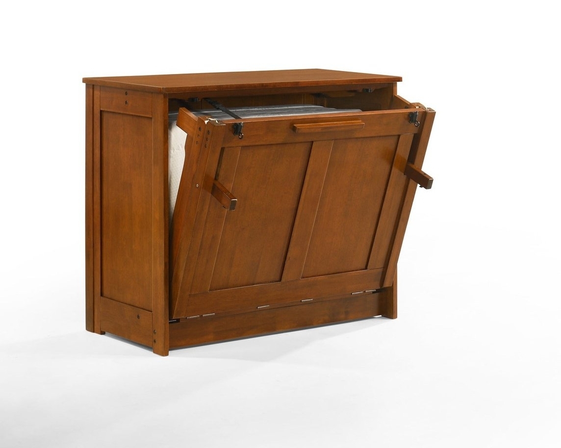 Orion Wood Murphy Cabinet Bed w/Mattress