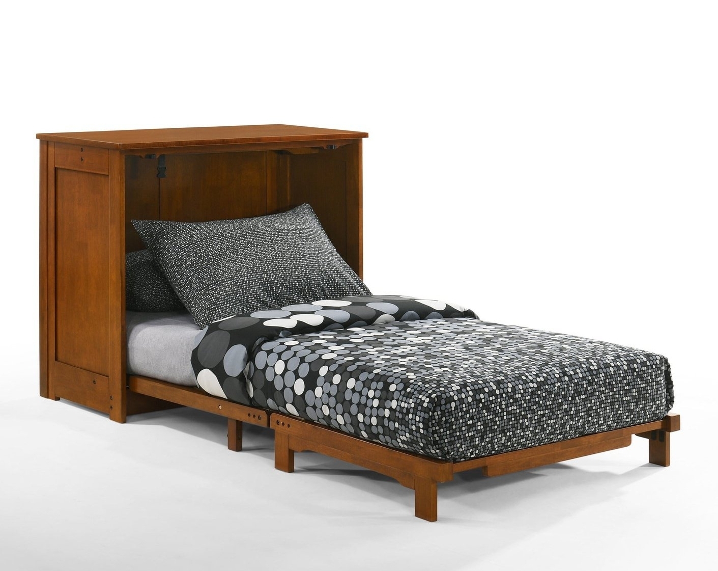 Orion Wood Murphy Cabinet Bed w/Mattress