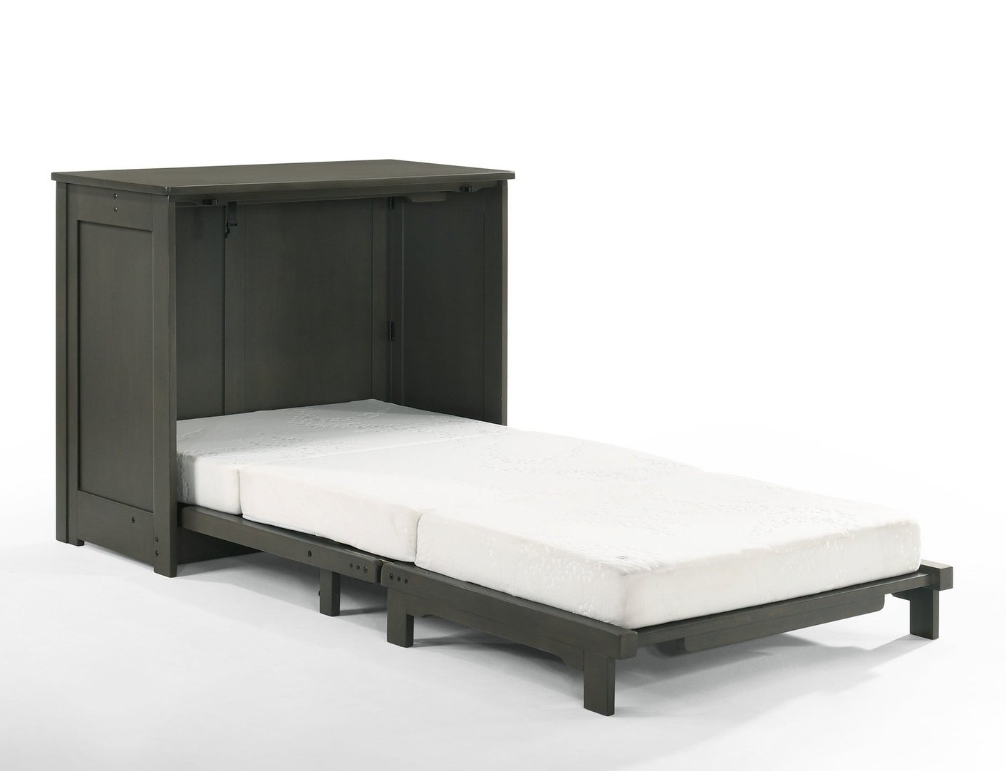 Orion Wood Murphy Cabinet Bed w/Mattress