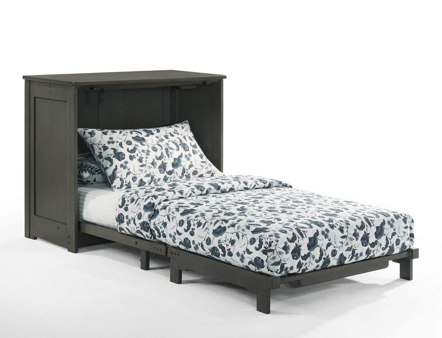 Orion Wood Murphy Cabinet Bed w/Mattress