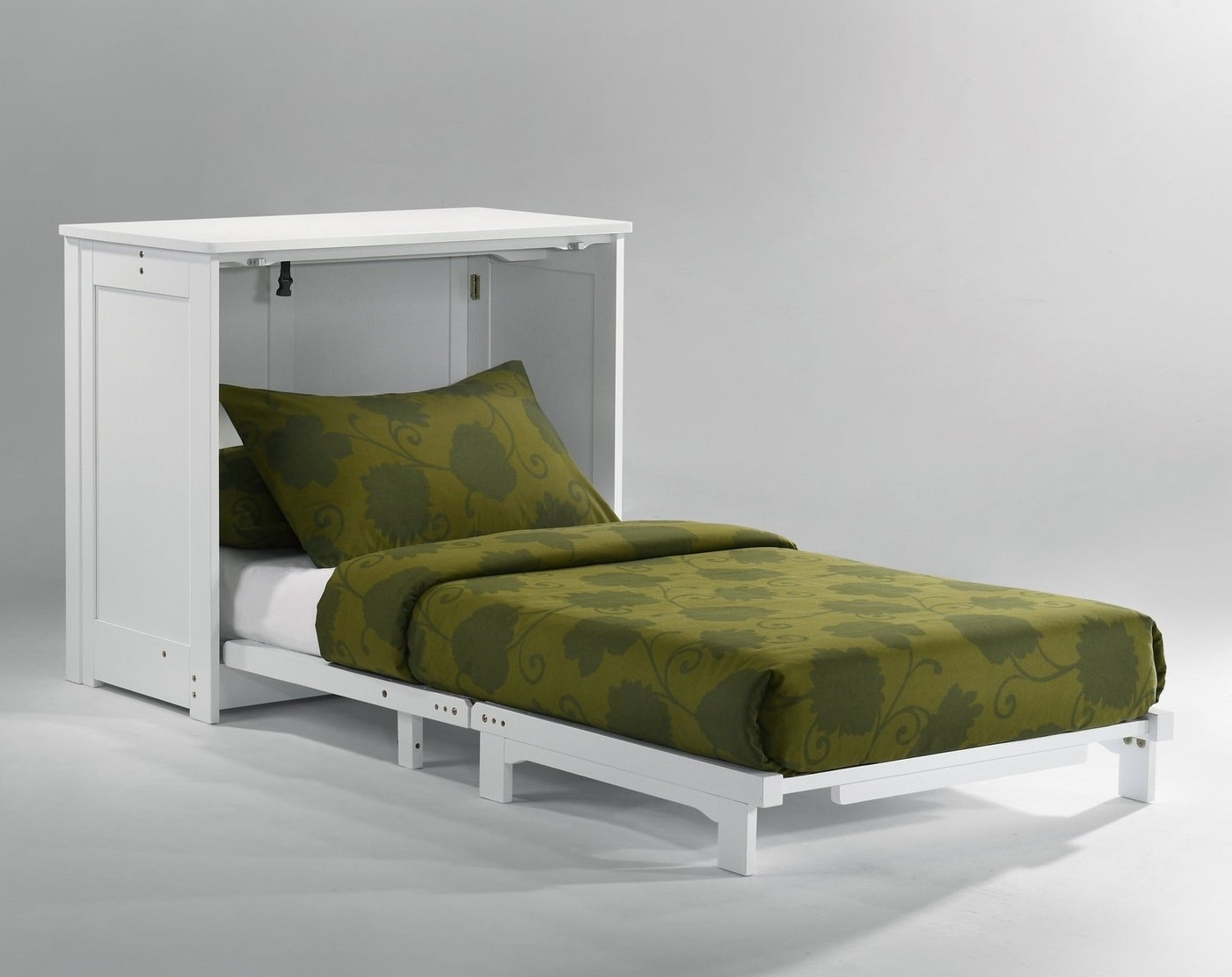 Orion Wood Murphy Cabinet Bed w/Mattress, Twin Size