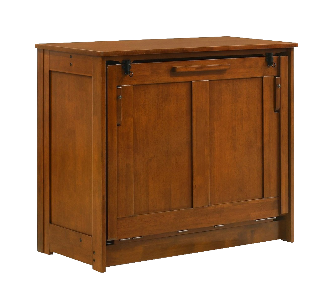 Orion Wood Murphy Cabinet Bed w/Mattress