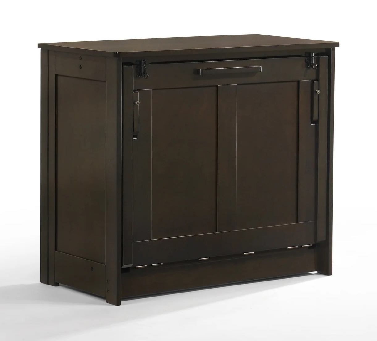 Orion Wood Murphy Cabinet Bed w/Mattress
