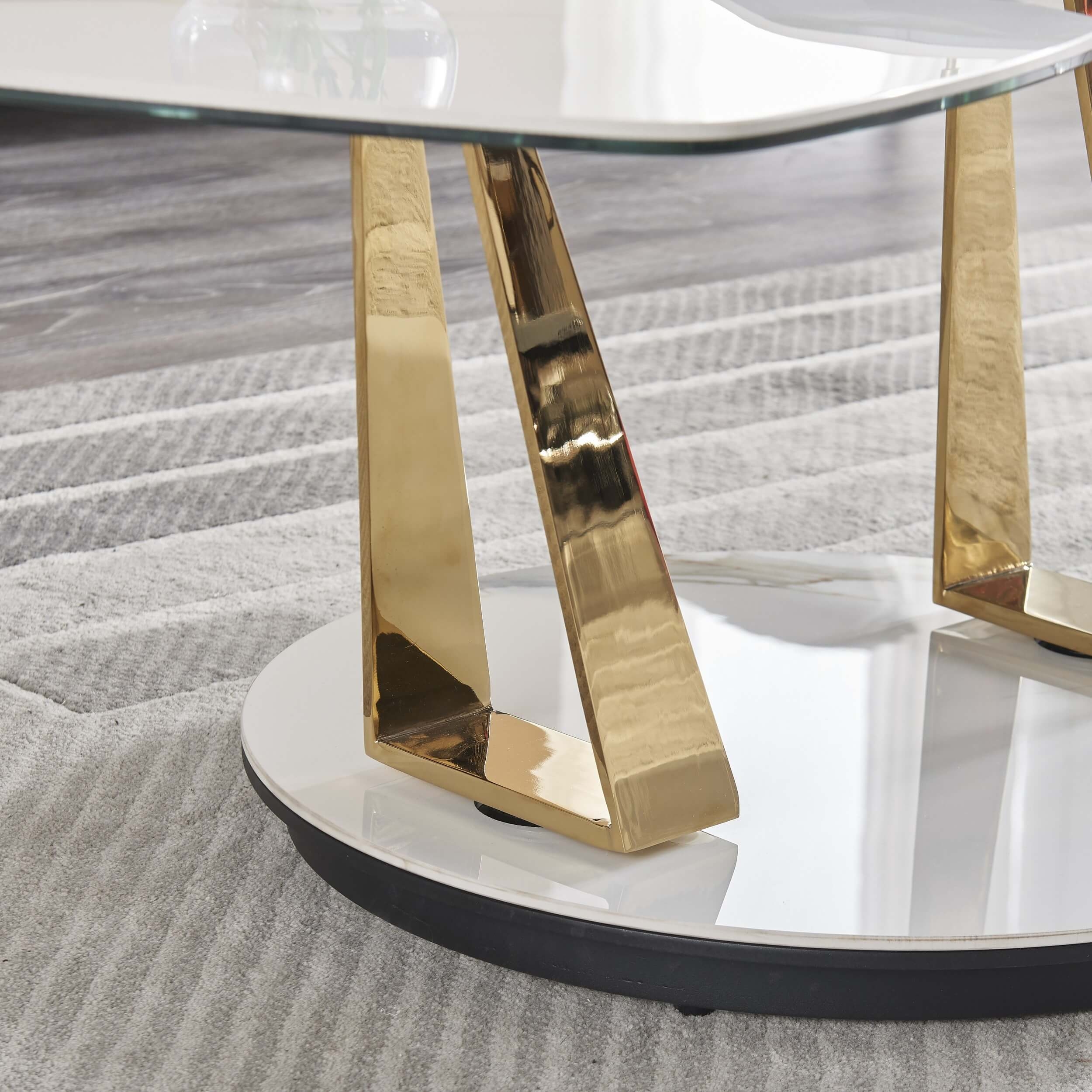 Orleans Ceramic Top Coffee Table with Brass Legs