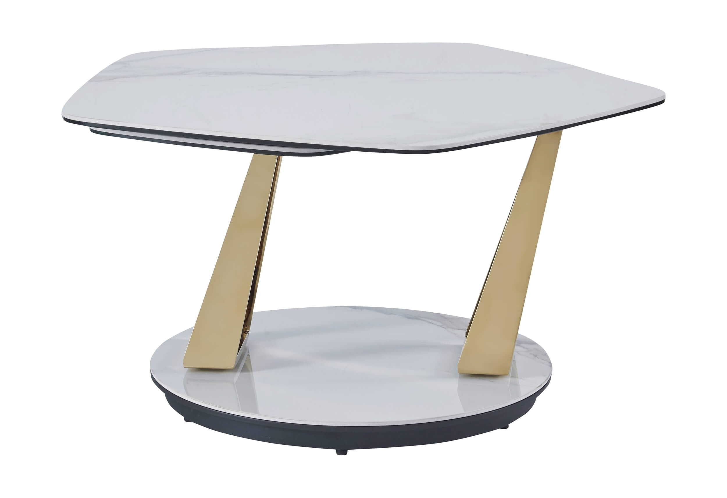 Orleans Ceramic Top Coffee Table with Brass Legs